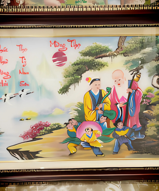 Tranh Đá Quý Mừng Thọ Cụ Ông Cụ Bà - TMT 1414